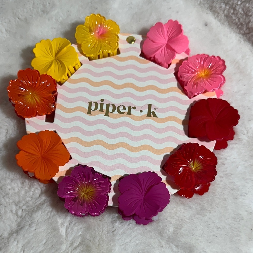 Piper K set of 10 tropical floral flowers hair claw clips